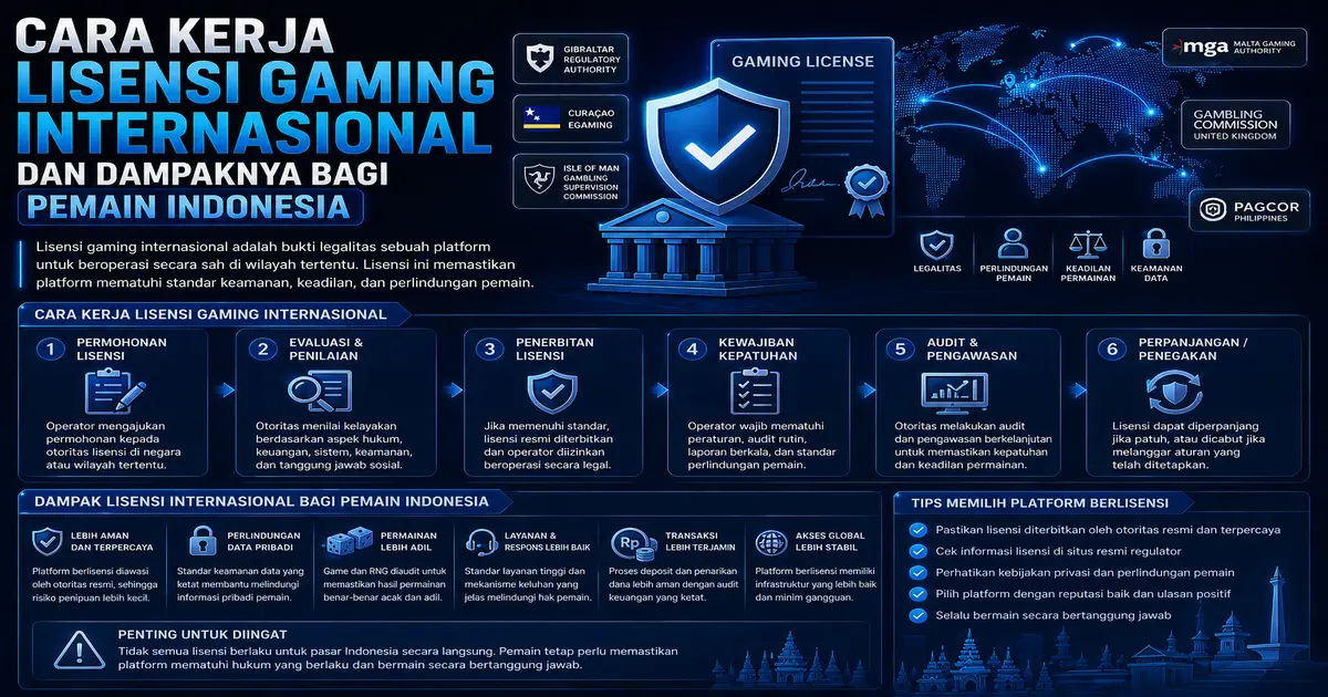 Cara kerja lisensi gaming internasional untuk pemain Indonesia